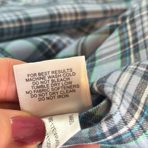 Peter Millar Shirt Mens Medium Crown Sport Plaid Button Preppy Casual Poly Blend - Picture 8 of 8